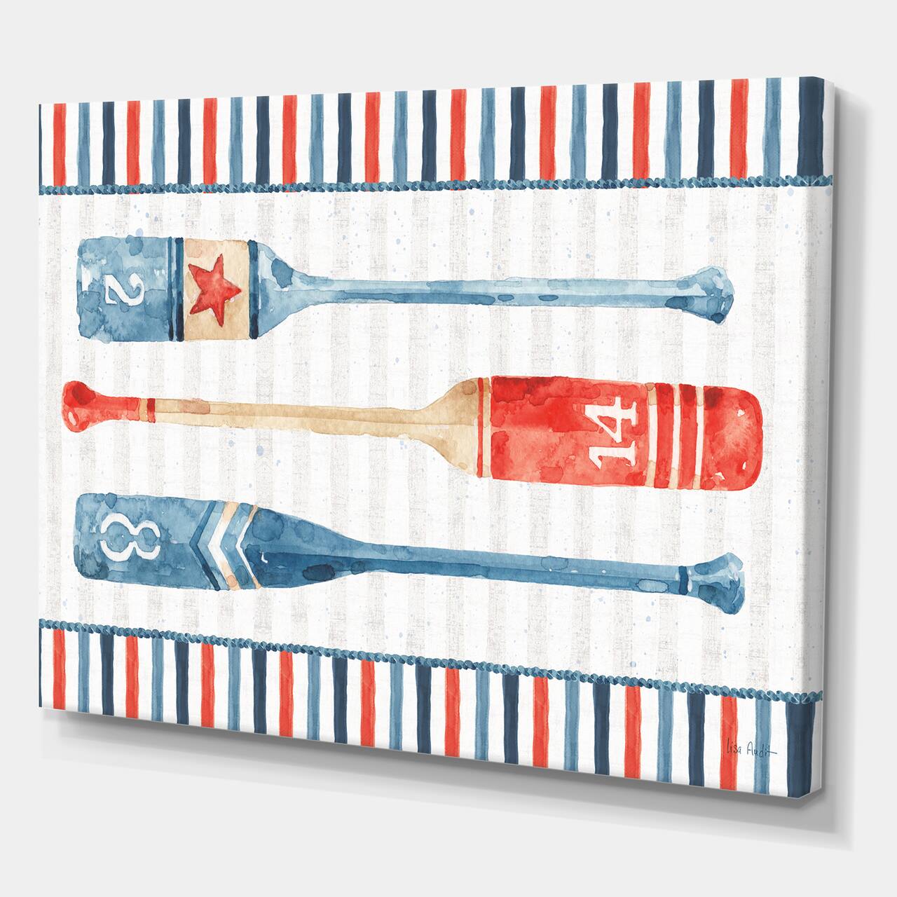 Designart - Watercolor Nautical paddles - Nautical & Coastal Canvas Artwork